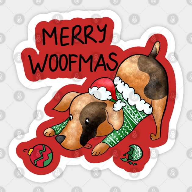 Funny Merry Woofmas Christmas Dog Sticker by Pop Cult Store